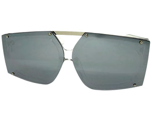Oversized Futuristic Modern Rerto Shield Style SUNGLASSES Large Crystal Clear Frame 8350