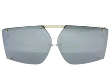 Oversized Futuristic Modern Rerto Shield Style SUNGLASSES Large Crystal Clear Frame 8350