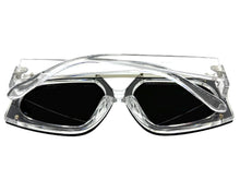 Oversized Futuristic Modern Rerto Shield Style SUNGLASSES Large Crystal Clear Frame 8350