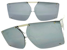 Oversized Futuristic Modern Rerto Shield Style SUNGLASSES Large Crystal Clear Frame 8350