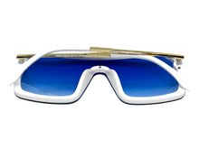 Classy Elegant Futuristic Modern Rerto Shield Style SUNGLASSES Large White Frame 8837
