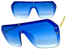 Classy Elegant Futuristic Modern Rerto Shield Style SUNGLASSES Large White Frame 8837