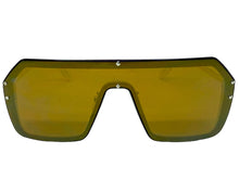 Classy Elegant Futuristic Modern Rerto Shield Style SUNGLASSES Large White Frame 8837