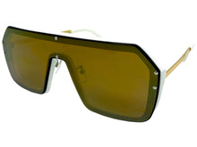 Classy Elegant Futuristic Modern Rerto Shield Style SUNGLASSES Large White Frame 8837