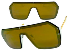 Classy Elegant Futuristic Modern Rerto Shield Style SUNGLASSES Large White Frame 8837
