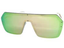Classy Elegant Futuristic Modern Rerto Shield Style SUNGLASSES Large White Frame 8837