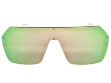 Classy Elegant Futuristic Modern Rerto Shield Style SUNGLASSES Large White Frame 8837