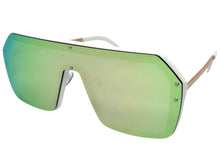 Classy Elegant Futuristic Modern Rerto Shield Style SUNGLASSES Large White Frame 8837