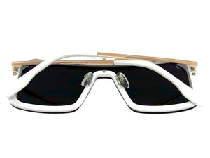 Classy Elegant Futuristic Modern Rerto Shield Style SUNGLASSES Large White Frame 8837
