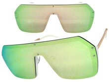 Classy Elegant Futuristic Modern Rerto Shield Style SUNGLASSES Large White Frame 8837