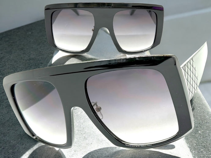 Oversized Classic Vintage Rerto Style SUNGLASSES Large Black Frame 1076