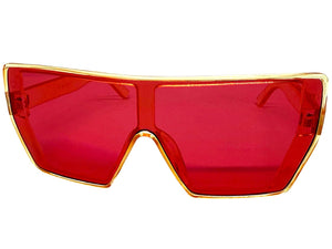 Oversized Futuristic Modern Rerto Shield Style SUNGLASSES Large Champagne Frame 7535