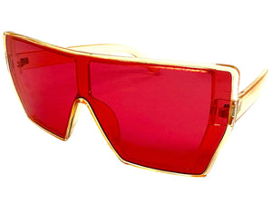 Oversized Futuristic Modern Rerto Shield Style SUNGLASSES Large Champagne Frame 7535