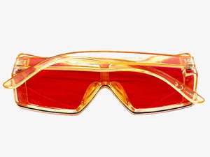 Oversized Futuristic Modern Rerto Shield Style SUNGLASSES Large Champagne Frame 7535