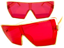 Oversized Futuristic Modern Rerto Shield Style SUNGLASSES Large Champagne Frame 7535