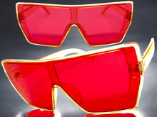 Oversized Futuristic Modern Rerto Shield Style SUNGLASSES Large Champagne Frame 7535
