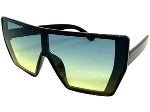 Oversized Futuristic Modern Rerto Shield Style SUNGLASSES Large Black Frame 6357