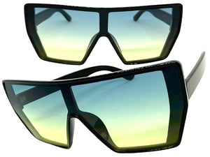 Oversized Futuristic Modern Rerto Shield Style SUNGLASSES Large Black Frame 6357