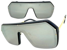 Classy Elegant Futuristic Modern Rerto Shield Style SUNGLASSES Large Gray Frame 8837