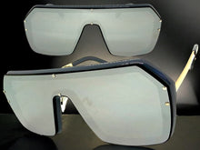 Classy Elegant Futuristic Modern Rerto Shield Style SUNGLASSES Large Gray Frame 8837