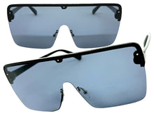 Oversized Modern Rerto Shield Style SUNGLASSES Large Black Frame Dark Lens 6480