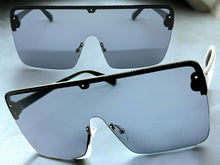 Oversized Modern Rerto Shield Style SUNGLASSES Large Black Frame Dark Lens 6480
