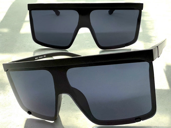 Oversized Exaggerated Modern Rerto Shield Style SUNGLASSES X-Large Black Frame 8001