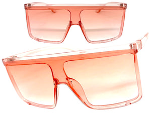 Oversized Exaggerated Modern Rerto Shield Style SUNGLASSES X-Large Pink Frame 8001