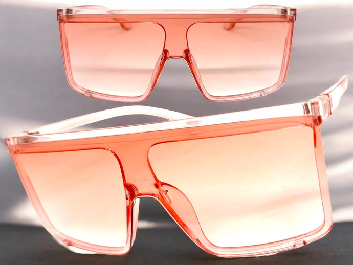 Oversized Exaggerated Modern Rerto Shield Style SUNGLASSES X-Large Pink Frame 8001