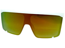 Oversized Exaggerated Modern Rerto Shield Style SUNGLASSES X-Large White Frame 8001