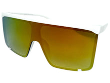 Oversized Exaggerated Modern Rerto Shield Style SUNGLASSES X-Large White Frame 8001