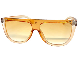 Classy Elegant Modern Rerto Shield Style SUNGLASSES Light Peach Frame 6515