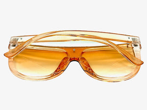 Classy Elegant Modern Rerto Shield Style SUNGLASSES Light Peach Frame 6515