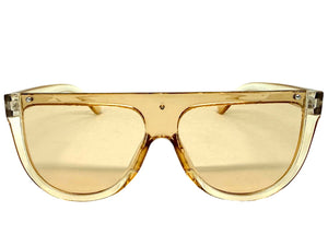 Classy Elegant Modern Rerto Shield Style SUNGLASSES Champagne Frame 6515