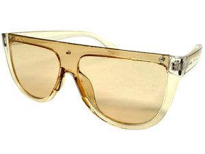 Classy Elegant Modern Rerto Shield Style SUNGLASSES Champagne Frame 6515