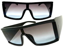 Exaggerated Classy Elegant Modern Rerto Shield Style SUNGLASSES Thick Black Frame 48484