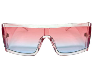 Exaggerated Classy Elegant Modern Rerto Shield Style SUNGLASSES Thick Pink Frame 48484