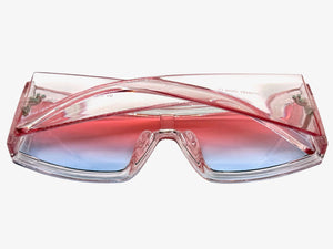 Exaggerated Classy Elegant Modern Rerto Shield Style SUNGLASSES Thick Pink Frame 48484