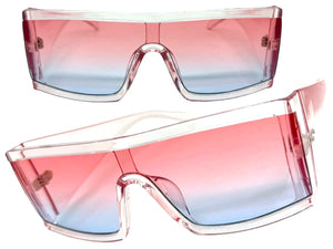 Exaggerated Classy Elegant Modern Rerto Shield Style SUNGLASSES Thick Pink Frame 48484