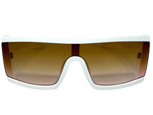 Exaggerated Classy Elegant Modern Rerto Shield Style SUNGLASSES Thick White Frame 48484