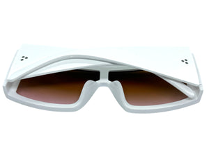 Exaggerated Classy Elegant Modern Rerto Shield Style SUNGLASSES Thick White Frame 48484