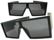 Exaggerated Classy Elegant Modern Rerto Shield Style SUNGLASSES Thick Black Frame 7996