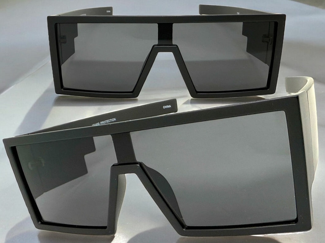 Exaggerated Classy Elegant Modern Rerto Shield Style SUNGLASSES Thick Black Frame 7996