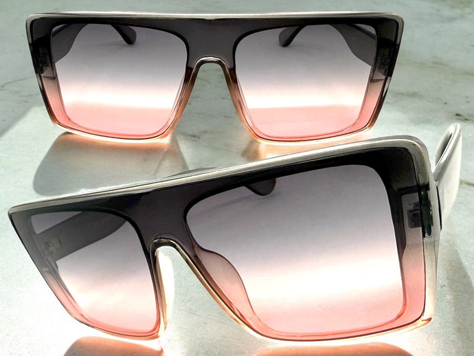 Oversized Classy Elegant Modern Rerto Shield Style SUNGLASSES Large Gray Frame 9523