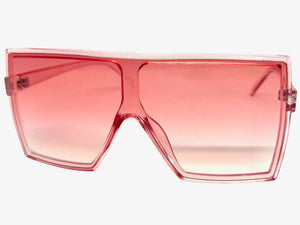 Oversized Exaggerated Modern Rerto Shield Style SUNGLASSES Large Pink Frame E1463