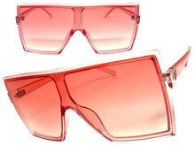 Oversized Exaggerated Modern Rerto Shield Style SUNGLASSES Large Pink Frame E1463