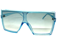 Oversized Exaggerated Modern Rerto Shield Style SUNGLASSES Large Blue Frame E1463