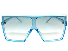 Oversized Exaggerated Modern Rerto Shield Style SUNGLASSES Large Blue Frame E1463