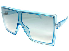Oversized Exaggerated Modern Rerto Shield Style SUNGLASSES Large Blue Frame E1463