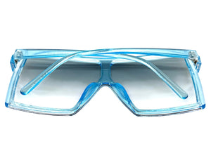 Oversized Exaggerated Modern Rerto Shield Style SUNGLASSES Large Blue Frame E1463